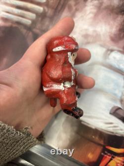 Vintage Cast Iron Santa Claus In Sleigh & 8 Reindeer Christmas Collectible Decor