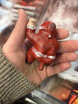 Vintage Cast Iron Santa Claus In Sleigh & 8 Reindeer Christmas Collectible Decor