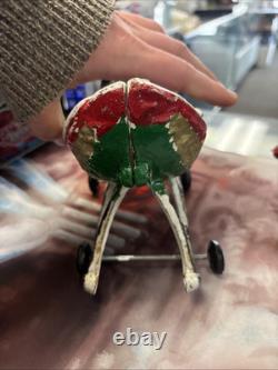 Vintage Cast Iron Santa Claus In Sleigh & 8 Reindeer Christmas Collectible Decor