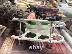 Vintage Cast Iron Santa Claus In Sleigh & 8 Reindeer Christmas Collectible Decor