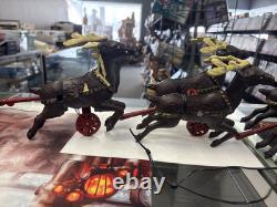 Vintage Cast Iron Santa Claus In Sleigh & 8 Reindeer Christmas Collectible Decor