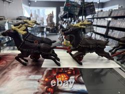 Vintage Cast Iron Santa Claus In Sleigh & 8 Reindeer Christmas Collectible Decor