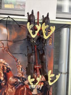 Vintage Cast Iron Santa Claus In Sleigh & 8 Reindeer Christmas Collectible Decor