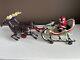 Vintage Cast Iron Santa In Sleigh With Reindeer On Wheels Heavy/excellent