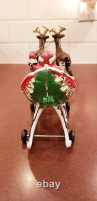 Vintage Cast Iron Santa Sleigh and Reindeer on Wheels Pull Toy BEST PRICE