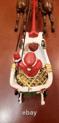Vintage Cast Iron Santa Sleigh and Reindeer on Wheels Pull Toy BEST PRICE