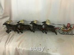 Vintage Cast Iron Santa and 8 Reindeer Sleigh BEAUTIFUL