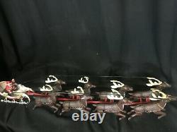 Vintage Cast Iron Santa and 8 Reindeer Sleigh BEAUTIFUL