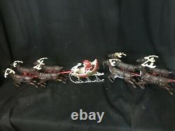 Vintage Cast Iron Santa and 8 Reindeer Sleigh BEAUTIFUL