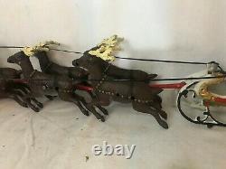 Vintage Cast Iron Santa and 8 Reindeer Sleigh BEAUTIFUL