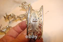 Vintage Cazenovia Sterling Silver Christmas Sleigh & 5 Reindeer Vixen Cupid Comt