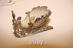 Vintage Cazenovia Sterling Silver Christmas Sleigh & 5 Reindeer Vixen Cupid Comt