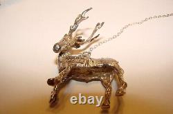 Vintage Cazenovia Sterling Silver Christmas Sleigh & 5 Reindeer Vixen Cupid Comt