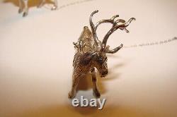 Vintage Cazenovia Sterling Silver Christmas Sleigh & 5 Reindeer Vixen Cupid Comt