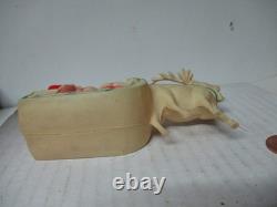 Vintage Celluloid Christmas Santa Claus w Toys in Sleigh w Reindeer