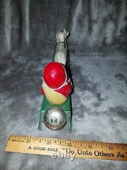 Vintage Celluloid Santa & Reindeer WithMetal Sleigh Wind Up Toy