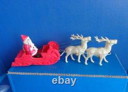 Vintage Celluloid Santa Sleigh & 2 Reindeer- Japan