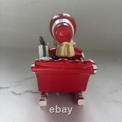 Vintage Ceramic Lefton Candy Cane Shopper Girl In Sleigh With 2 Reindeer READ