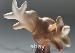 Vintage Ceramic Lefton Candy Cane Shopper Girl In Sleigh With 2 Reindeer READ