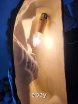 Vintage Ceramic Lighted Alpine Village Santa Sleigh Reindeers Merry Christmas