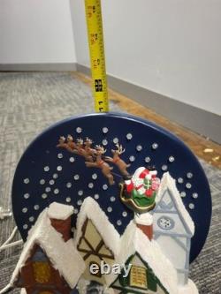 Vintage Ceramic Lighted Alpine Village Santa Sleigh Reindeers Merry Christmas