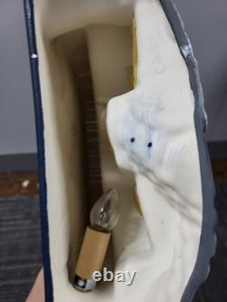 Vintage Ceramic Lighted Alpine Village Santa Sleigh Reindeers Merry Christmas