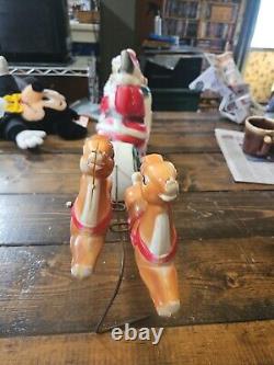 Vintage Christmas 1970 EMPIRE Santa's Sleigh 2 Reindeer LIGHTED Blow Mold EXCE