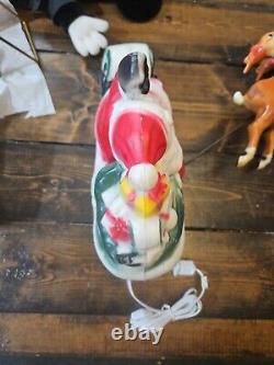 Vintage Christmas 1970 EMPIRE Santa's Sleigh 2 Reindeer LIGHTED Blow Mold EXCE