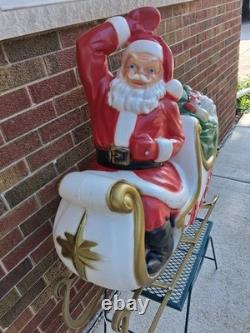 Vintage Christmas Blow Mold Santa Claus Sleigh Reindeer LOCAL PICKUP