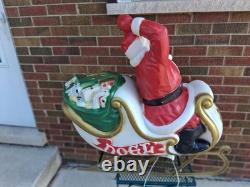 Vintage Christmas Blow Mold Santa Claus Sleigh Reindeer LOCAL PICKUP