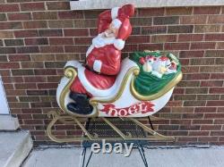Vintage Christmas Blow Mold Santa Claus Sleigh Reindeer LOCAL PICKUP