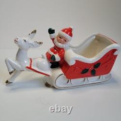 Vintage Christmas Brinn's Pittsburgh Santa Sled Reindeer Figurine Japan Descript