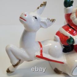 Vintage Christmas Brinn's Pittsburgh Santa Sled Reindeer Figurine Japan Descript