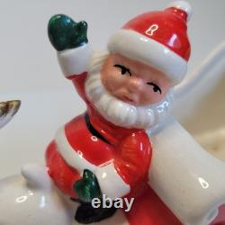 Vintage Christmas Brinn's Pittsburgh Santa Sled Reindeer Figurine Japan Descript