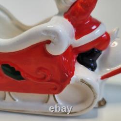 Vintage Christmas Brinn's Pittsburgh Santa Sled Reindeer Figurine Japan Descript