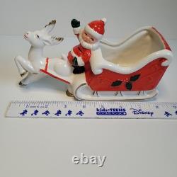 Vintage Christmas Brinn's Pittsburgh Santa Sled Reindeer Figurine Japan Descript