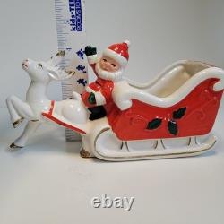 Vintage Christmas Brinn's Pittsburgh Santa Sled Reindeer Figurine Japan Descript