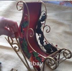 Vintage Christmas Decor Brass Santa's Sleigh and Reindeer