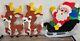 Vintage Christmas Decoration Melted Plastic Popcorn Santa W Sleigh & 2 Reindeers