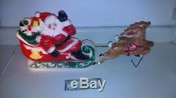 Vintage Christmas Empire Indoor Light-up Santa, Sleigh and Reindeer Blow Mold