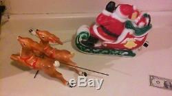 Vintage Christmas Empire Indoor Light-up Santa, Sleigh and Reindeer Blow Mold