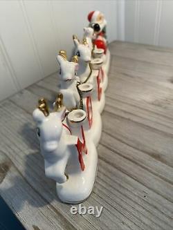 Vintage Christmas Figurine Noel Santa Sleigh Reindeer Candlestick Relco Japan