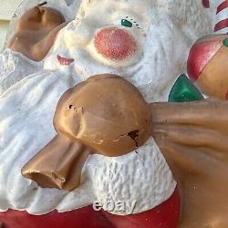 Vintage Christmas Flat Back Blow Mold Lot of 4 Santa on Sleigh Reindeer RARE