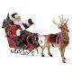 Vintage Christmas Holiday Outdoor 10 Santa Sleigh And Reindeer Blow Mold Figure