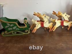 Vintage Christmas Japan 2 Reindeer And A Wooden Sleigh Folding Christmas Decor