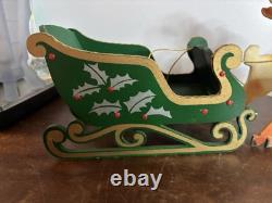 Vintage Christmas Japan 2 Reindeer And A Wooden Sleigh Folding Christmas Decor