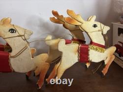 Vintage Christmas Japan 2 Reindeer And A Wooden Sleigh Folding Christmas Decor
