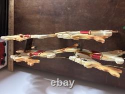 Vintage Christmas Japan 2 Reindeer And A Wooden Sleigh Folding Christmas Decor