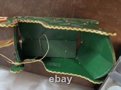 Vintage Christmas Japan 2 Reindeer And A Wooden Sleigh Folding Christmas Decor