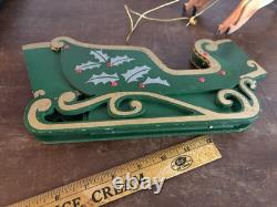 Vintage Christmas Japan 2 Reindeer And A Wooden Sleigh Folding Christmas Decor